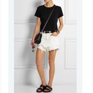 R13 White Layered Distressed Denim Shorts size 26
